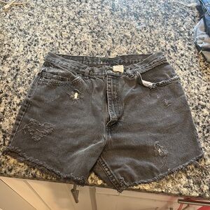 Vintage Distressed Black/grey Denim Shorts